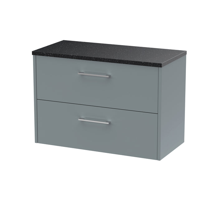 800mm Wall Hung 2 Drawer Vanity & Laminate Top Hudson Reed