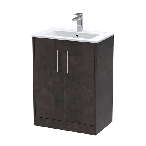 600mm Floor Standing 2 Door Vanity & Basin 2 Hudson Reed