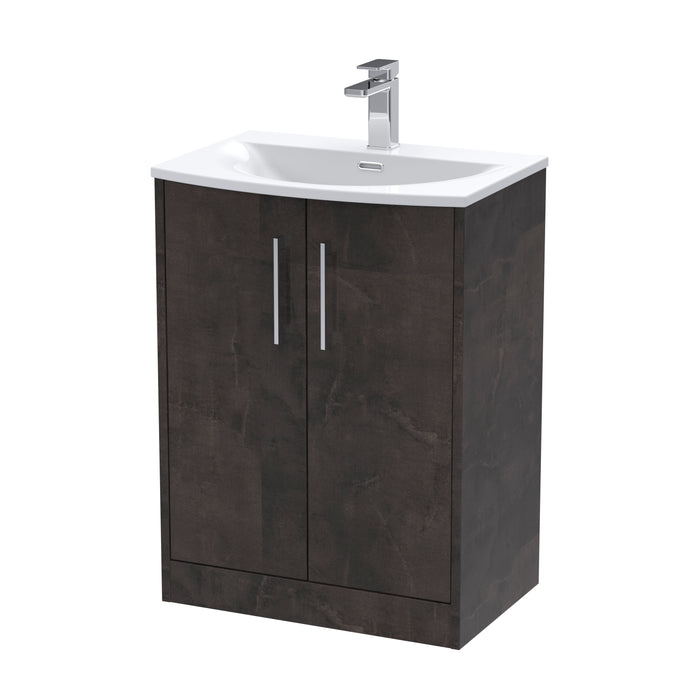 600mm Floor Standing 2 Door Vanity & Basin 4 Hudson Reed