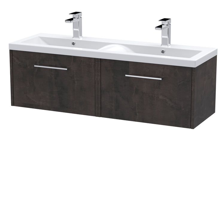 1200mm Wall Hung 2 Drawer Vanity & Double Basin Hudson Reed