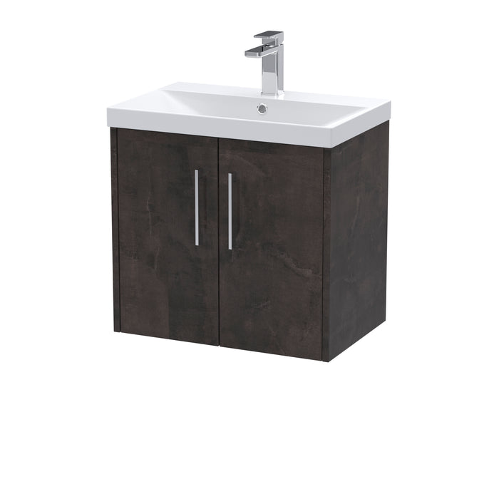600mm Wall Hung 2 Door Vanity & Basin 3 Hudson Reed