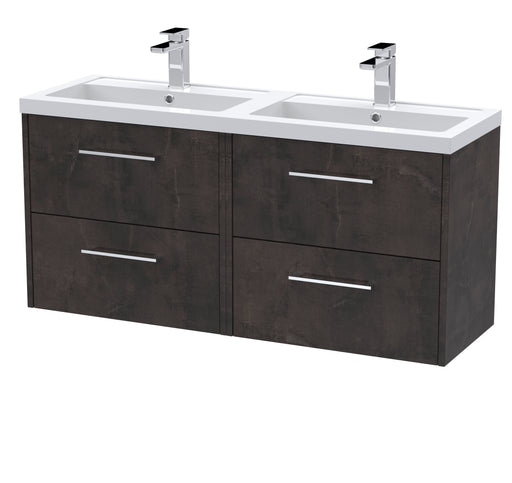 1200mm Wall Hung 4 Drawer Vanity & Double Basin Hudson Reed