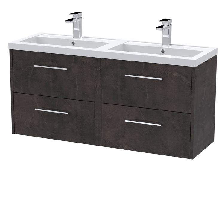 1200mm Wall Hung 4 Drawer Vanity & Double Basin Hudson Reed