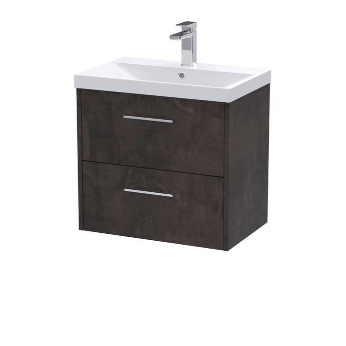 600mm Wall Hung 2 Drawer Vanity & Basin 3 Hudson Reed
