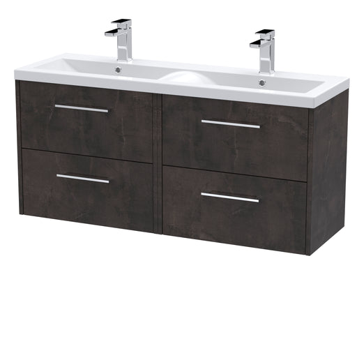 1200mm Wall Hung 4 Drawer Vanity & Double Basin Hudson Reed
