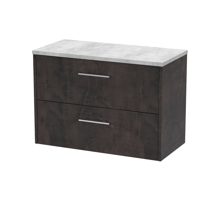 800mm Wall Hung 2 Drawer Vanity & Worktop Hudson Reed