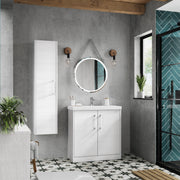 800mm Floor Standing 2 Door Vanity & Basin 2 Hudson Reed
