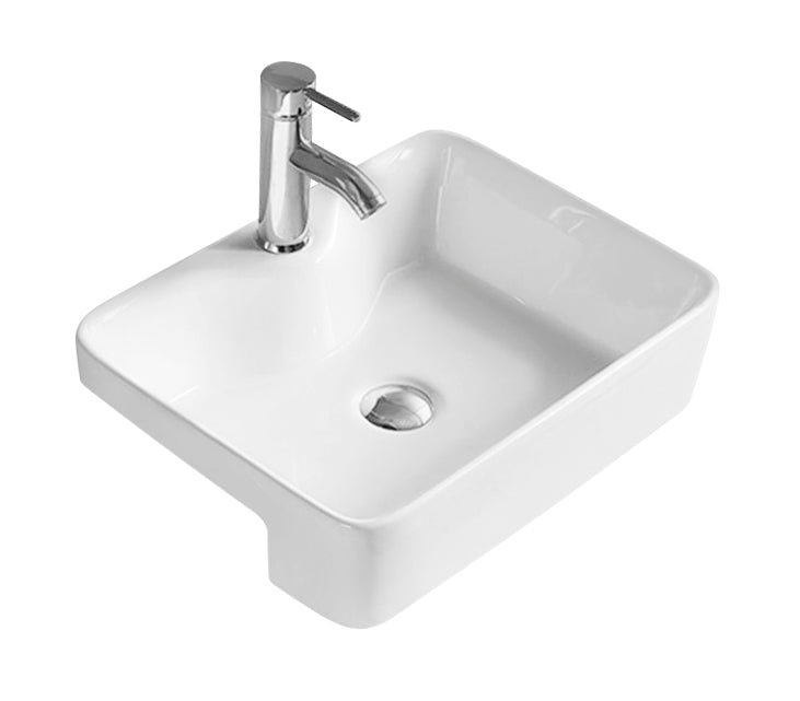 Semi-recessed basin