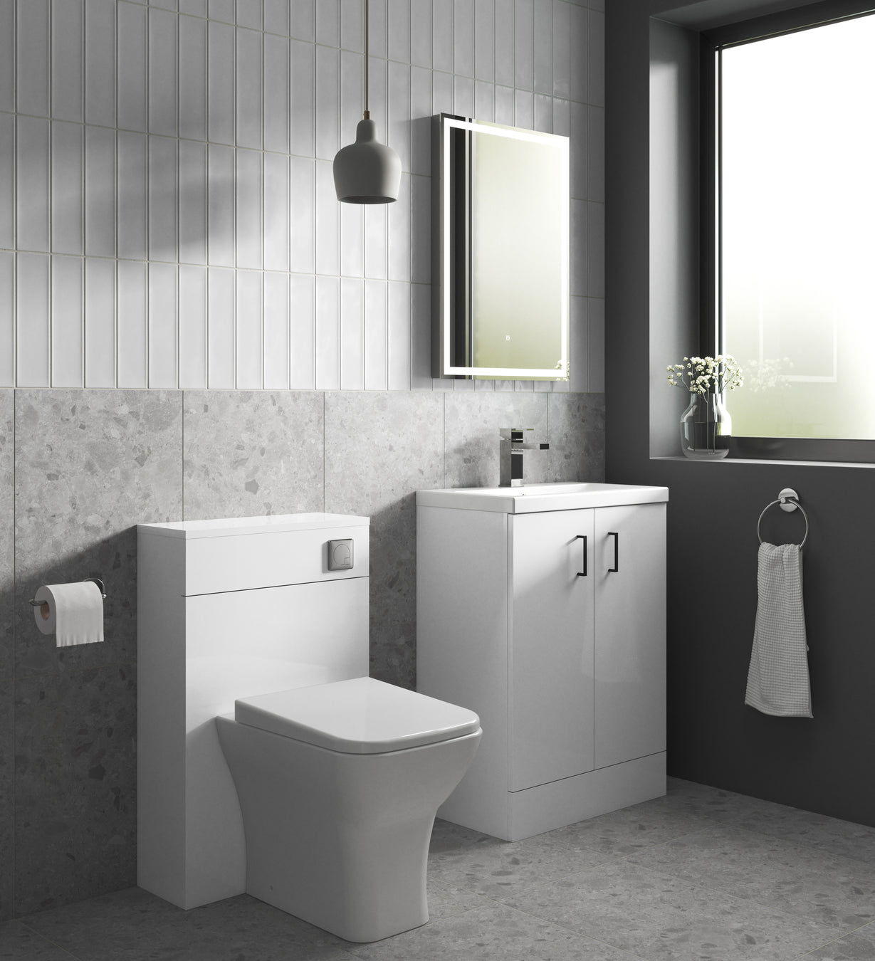 500mm Floor Standing 2-Door Vanity & Polymarble Basin