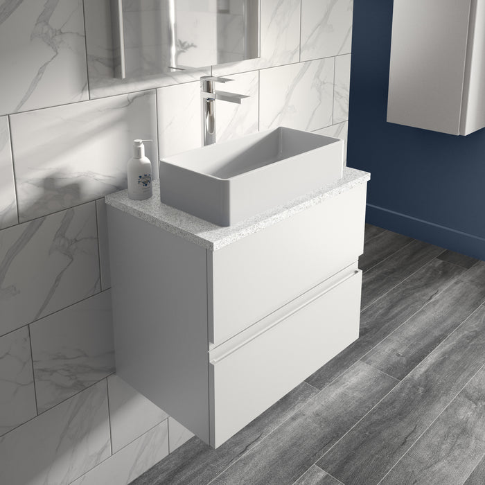 800mm Wall Hung 2-Drawer Vanity Unit & Sparkling White Worktop Hudson Reed