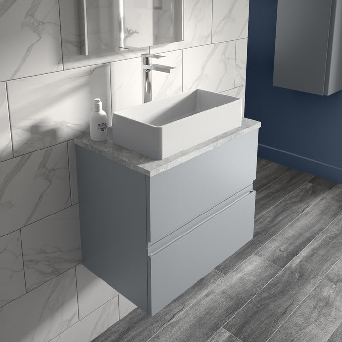 800mm Wall Hung 2-Drawer Vanity Unit & Grey Worktop Hudson Reed