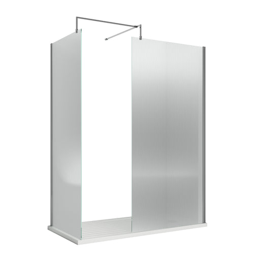 900mm Fluted Wetroom Screen with Support Bar