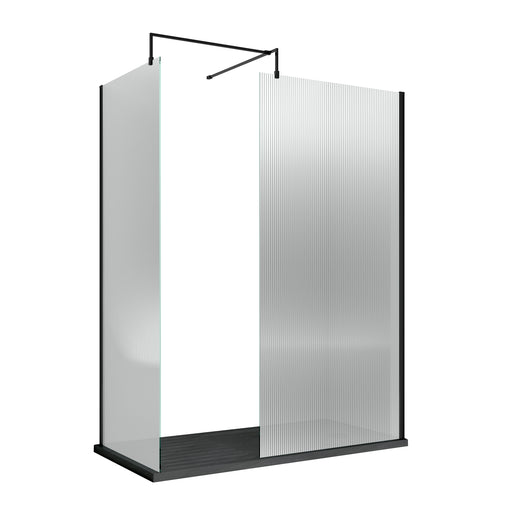 800mm Fluted Wetroom Screen with Support Bar