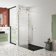 900mm Fluted Wetroom Screen with Support Bar